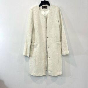 Cream White Sequinses Pearl Beaded Dress Coat